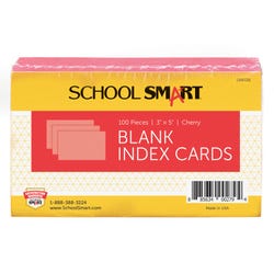 School Smart Blank Plain Index Card, 3 x 5 Inches, Cherry, Pack of 100 088726