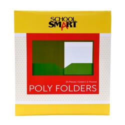 School Smart 2-Pocket Poly Folders, Green, Pack of 25 Item Number 2019634