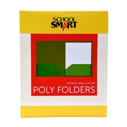 Image for School Smart 2-Pocket Poly Folders, Green, Pack of 25 from School Specialty