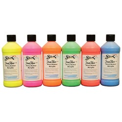 Sax Heavy Body Acrylic Paint, 1 Pint Bottles, Assorted Neon Colors, Set of 6 Item Number 1572450