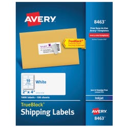 Image for Avery TrueBlock Shipping Labels, Inkjet, 2 x 4 Inches, White, Pack of 1000 from School Specialty