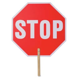 Image for Tatco Handheld Stop Sign, 18 x 1/4 x 18 in, White/Red from School Specialty