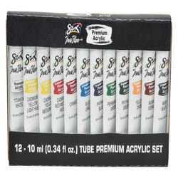 Image for Sax Premium Acrylic Paint, 0.34 Ounce Tubes, Assorted Colors, Set of 12 from School Specialty