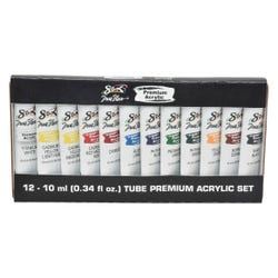 Image for Sax Premium Acrylic Paint, 0.34 Ounce Tubes, Assorted Colors, Set of 12 from School Specialty