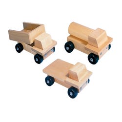 Image for Marvel Education Company Wooden Construction Play Trucks, 9 to 10 Inches, Set of 3 from School Specialty