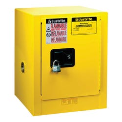 Image for Justrite Flammable Liquid Storage Cabinet, 4 Gallon, Sure-Grip EX Countertop, Yellow - 890420 from School Specialty