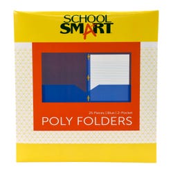 Image for School Smart 2-Pocket Poly Folders with Fasteners, Blue, Pack of 25 from School Specialty