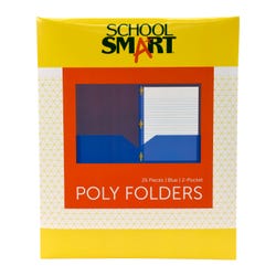 School Smart 2-Pocket Poly Folders with Fasteners, Blue, Pack of 25 Item Number 2019638