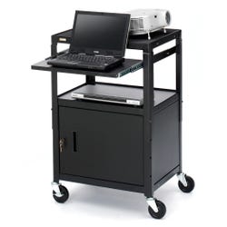Image for Bretford Adjustable Cart With Cabinet-4 Inch Casters-Power-1 Laptop Shelf, 24 W X 18 D X 26-42 H, Black from School Specialty