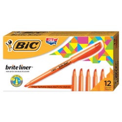 Image for BIC Brite Liner Pocket Style Highlighter, Chisel Tip, Orange, Pack of 12 from School Specialty