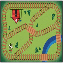 Image for Carpets for Kids KID$Value Railroad Playtime Carpet, 3 Feet x 4 Feet 6 Inches, Rectangle, Multicolored from School Specialty