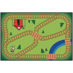 Image for Carpets for Kids KID$Value Railroad Playtime Rug, 3 Feet x 4 Feet 6 Inches, Rectangle, Multicolored from School Specialty