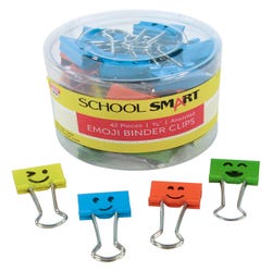 Image for School Smart Smiling Face Emoji Binder Clips, Medium Size, Assorted, Pack of 42 from School Specialty