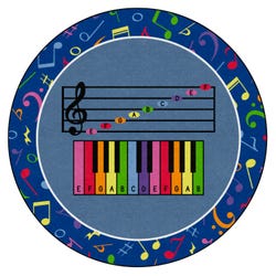 Image for Childcraft Music Notes Carpet, 6 Feet, Round, Primary from School Specialty
