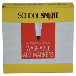 School Smart Washable Art Markers, Conical Tip, Green, Pack of 12 2002985