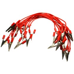 Eisco Labs Connecting Leads, Alligator Clip Ends, 12 Inches, Red, Pack of 12, Item Number 2023076