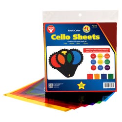 Hygloss Cello Sheets, 12 x 12 Inches, Assorted Colors, Pack of 48 Item Number 1570401