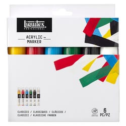 Image for Liquitex Professional Wide Tip Paint Markers, Assorted Primary Colors, Set of 6 from School Specialty