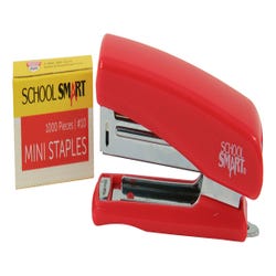Image for School Smart Mini Stapler Set with 1000 Staples, 20 Sheet Capacity, Red from School Specialty