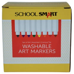 Image for School Smart Washable Markers, Conical Tip, Assorted Colors, Pack of 64 from School Specialty