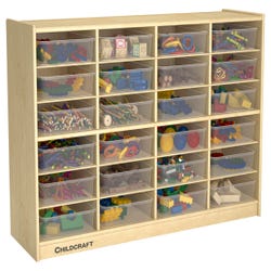 Image for Childcraft Mobile Cubby Unit, 24 Translucent Trays, 47-3/4 x 14-1/4 x 30 Inches from School Specialty