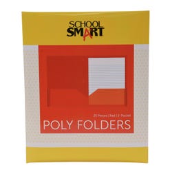 Image for School Smart 2-Pocket Poly Folders with 3-Hole Punch, Red, Pack of 25 from School Specialty