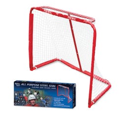 Mylec Pro Style All-Purpose Steel Floor Hockey Goal with Nylon Net, 52 x 43 x 28 Inches, Red and White 025647