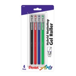 Pentel Mattehop Hybrid Gel Roller Pen, Assorted Primary Colors, Set of 4 2132489