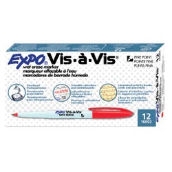 Image for EXPO Vis-A-Vis Dry Quick Wet Erase Marker, Fine Tip, Red, Pack of 12 from School Specialty