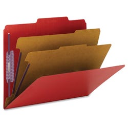 Image for Smead SafeSHIELD Pressboard Classification Folder, Letter Size, 2 Inch Expansion, 2 Dividers, Bright Red, Pack of 10 from School Specialty