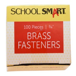 Image for School Smart Prong Fasteners, 3/4 Inches, Size 3, Brass Plated, Pack of 100 from School Specialty