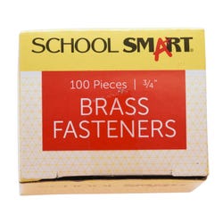 School Smart Prong Fasteners, 3/4 Inches, Size 3, Brass Plated, Pack of 100 059949