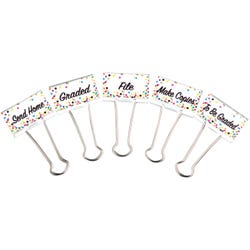 Image for Teacher Created Resources Confetti Classroom Management Large Binder Clips, Set of 5 from School Specialty