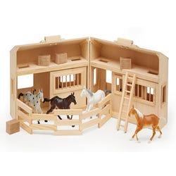 Image for Melissa & Doug Wooden Fold and Go Stable with Toy Horses, 11 Pieces from School Specialty