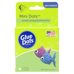 Glue Dots Mini Dots Adhesive, 3/16 Inch, Clear, Roll of 300, Item Number 091231