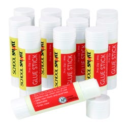 School Smart Glue Sticks, 0.74 Ounces, White and Dries Clear, Pack of 12 2124036