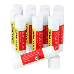 School Smart Glue Sticks, 0.74 Ounces, White and Dries Clear, Pack of 12 2124036