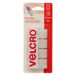 VELCRO Brand Adhesive-Backed Hook and Loop Tape, 7/8 x 7/8 Inch, White, Pack of 12 2128996