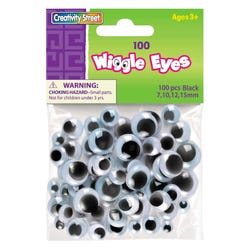 Image for Creativity Street Round Wiggle Eye, Assorted Size, Black on White, Pack of 100 from School Specialty
