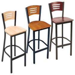 Image for KFI BR3315B Series Wood Back and Seat Bar Stool, Black Frame from School Specialty