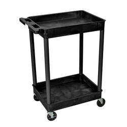 Image for Luxor 2-Shelves Multi-Purpose Utility Tub Cart with 2 Tubs, 24 x 18 x 37-1/2 Inches, HDPE, Black, 4 Wheel from School Specialty