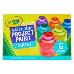 Crayola Washable Project Paint, 2 Ounce, Assorted Glitter Colors, Set of 6 Item Number 1465258