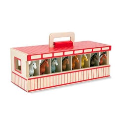 Image for Melissa & Doug Take-Along Show-Horse Stable Play Set, 8 Pieces with Wooden Box from School Specialty