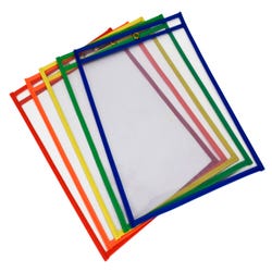 School Smart Reusable Dry Erase Pocket Sleeves, 10-1/2 x 13 Inches, Assorted, Set of 10 Item Number 2007032