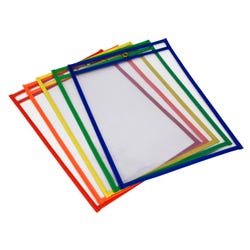 Image for School Smart Reusable Dry Erase Pocket Sleeves, 10-1/2 x 13 Inches, Assorted, Set of 25 from School Specialty
