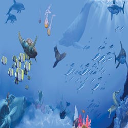 Image for Everlast Ocean Mural Traverse Wall Package, 8 x 40 Feet, Red or Blue Mat from School Specialty