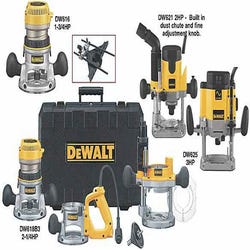 Image for Woodworker's Dewalt DW618B3 3-Base Variable Speed Router Kit, 2-1/2 in Stroke, 2-1/4 HP, Aluminum, Pack of 3 from School Specialty