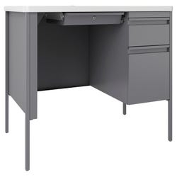 Image for Lorell Fortress Steel Teachers Desk, Right Pedestal, 48 x 30 x 29-1/2 Inches, White/Platinum from School Specialty