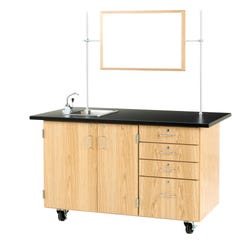 Image for Diversified Woodcrafts Extra Large Mobile Demonstration Center with Sink, 54 x 30 x 36 Inches, Oak Veneer from School Specialty