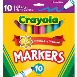 Image for Crayola Markers, Broad Line, Assorted Bright and Bold Colors, Set of 10 from School Specialty